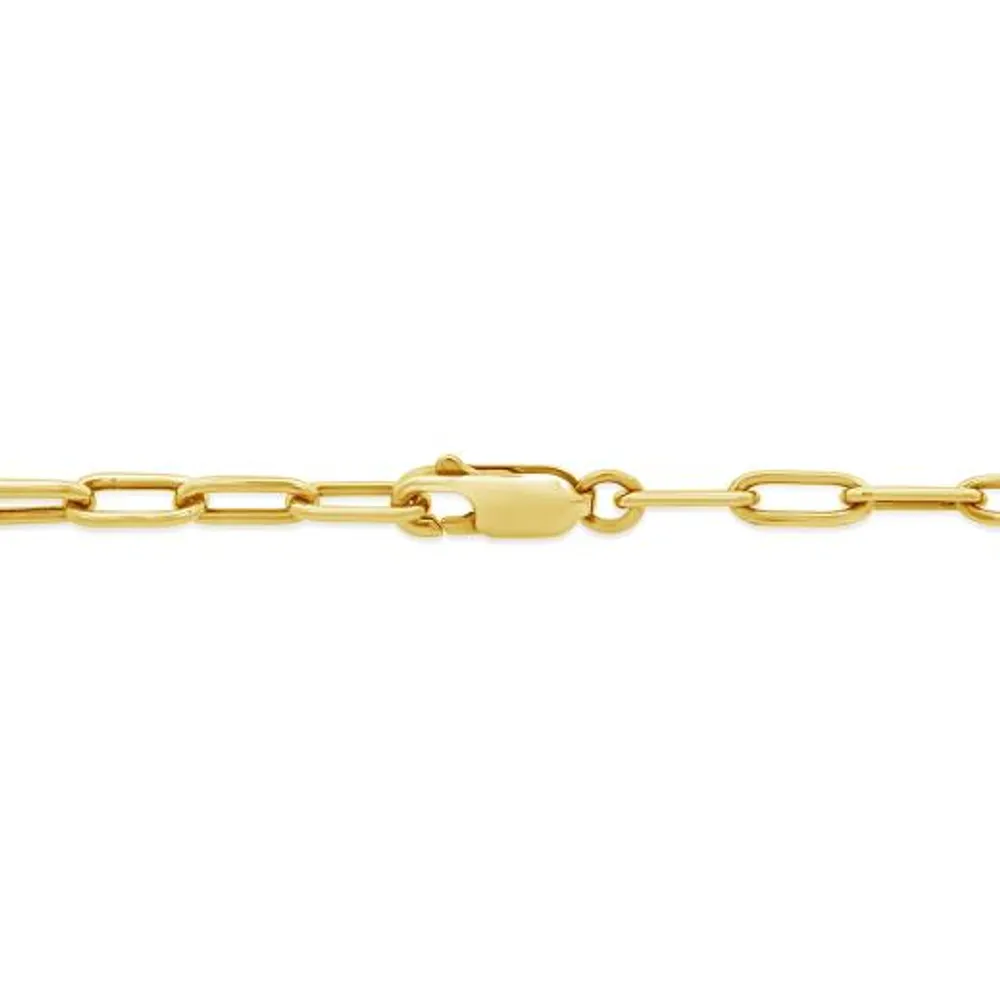 Bella Moda 10K Yellow Gold 0.50CTW Diamond Paperclip with Circle Necklace