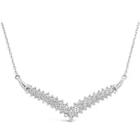 New Brilliance 10K White Gold Lab Grown 0.95CTW Diamond Chevron Necklace