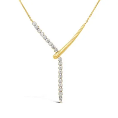 Bella Moda 10K Yellow Gold 0.20CTW Diamond Y-Necklace