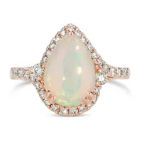14K Strawberry Gold Neopolitan Opal Diamond Ring