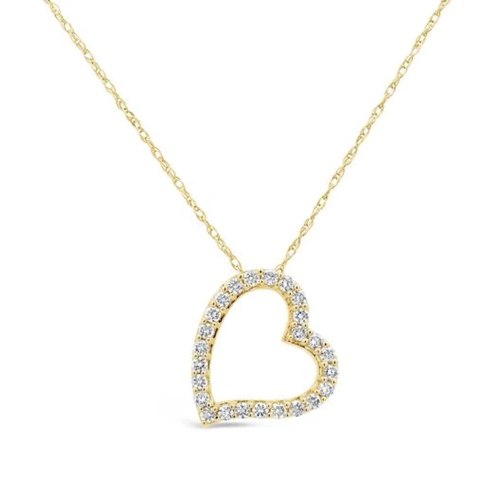 Heart Pendant with A Diamond in 10kt Yellow Gold