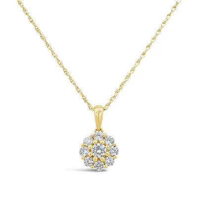 New Brilliance 10K Yellow Gold Lab Grown 0.50CTW Diamond Cluster Pendant