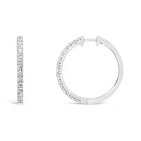 New Brilliance 10K White Gold Lab Grown 1.00CTW Diamond Round Hoop Earrings