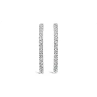 New Brilliance 10K White Gold Lab Grown 1.00CTW Diamond Oval Hoop Earrings