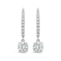 New Brilliance 10K White Gold Lab Grown 1.20CTW Diamond Dangle Earrings