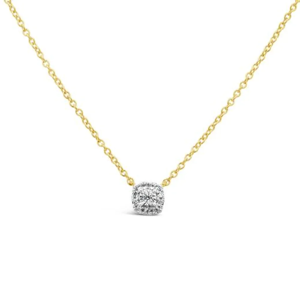 Charmables 10K Yellow Gold Diamond Cushion Shaped Necklace