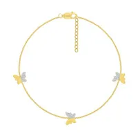 Bella Moda 10K Yellow Gold Diamond Butterfly Anklet