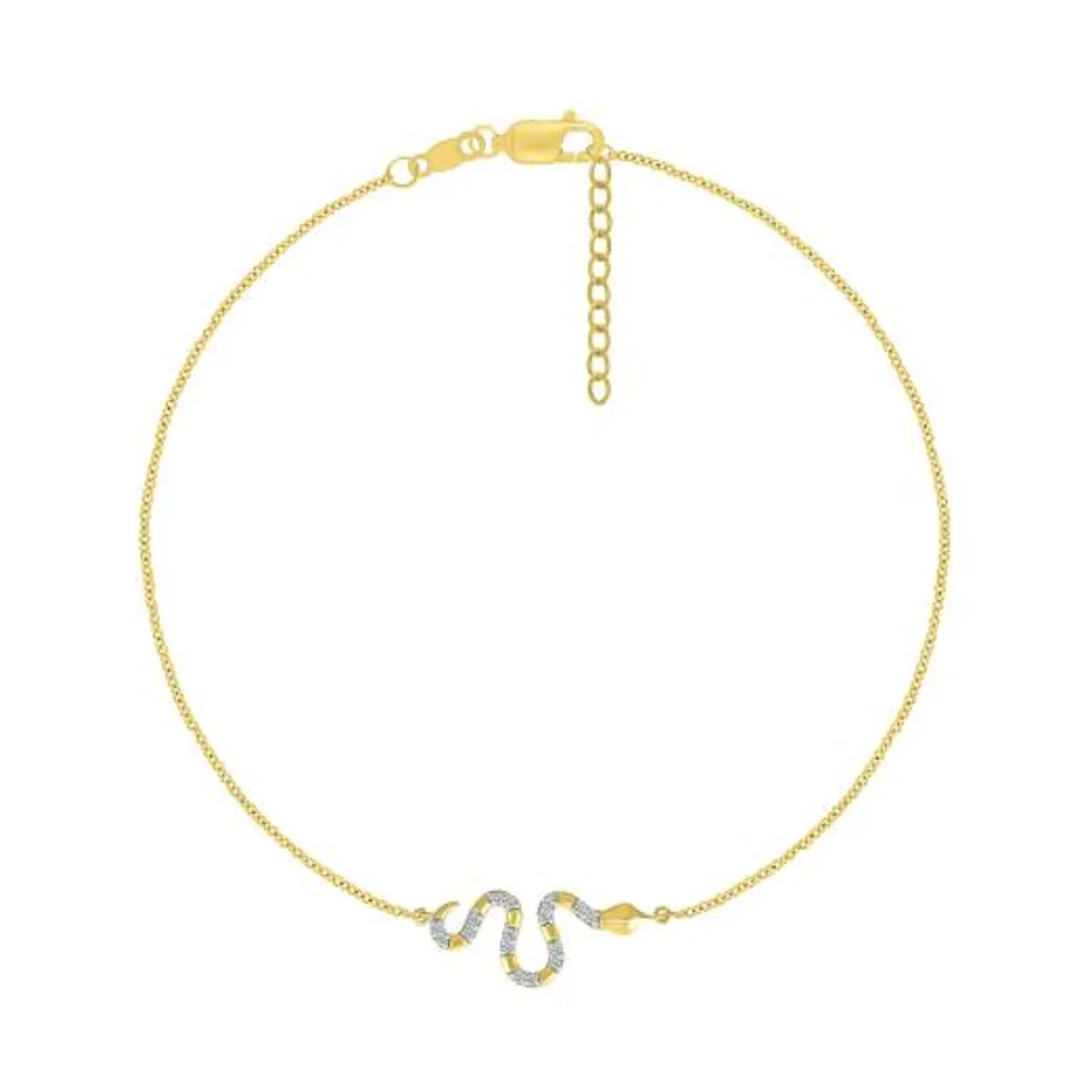 Bella Moda 10K Yellow Gold Diamond Snake Anklet