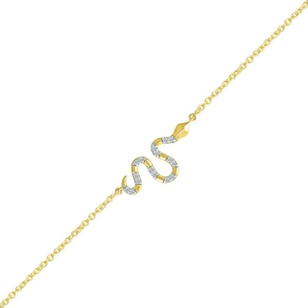 Bella Moda 10K Yellow Gold Diamond Snake Anklet