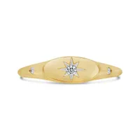 Charmables 10K Yellow Gold Diamond Oval Shaped Signet Ring
