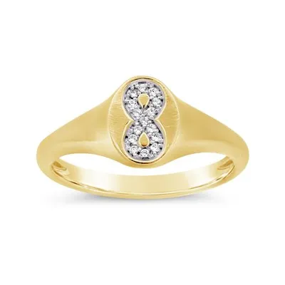 Charmables 10K Yellow Gold Diamond Infinity Signet Ring