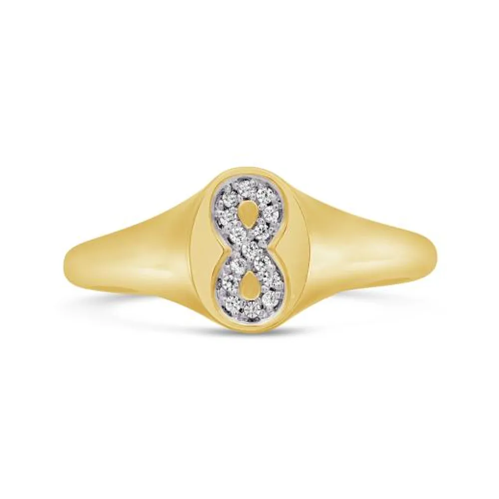 Charmables 10K Yellow Gold Diamond Infinity Signet Ring