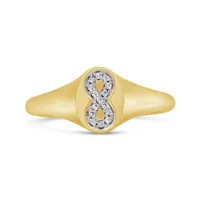 Charmables 10K Yellow Gold Diamond Infinity Signet Ring