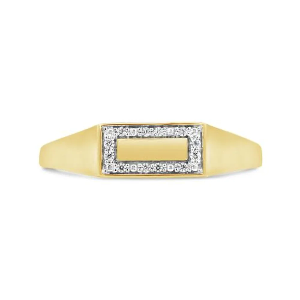 Charmables 10K Yellow Gold Diamond Rectangle Signet Ring