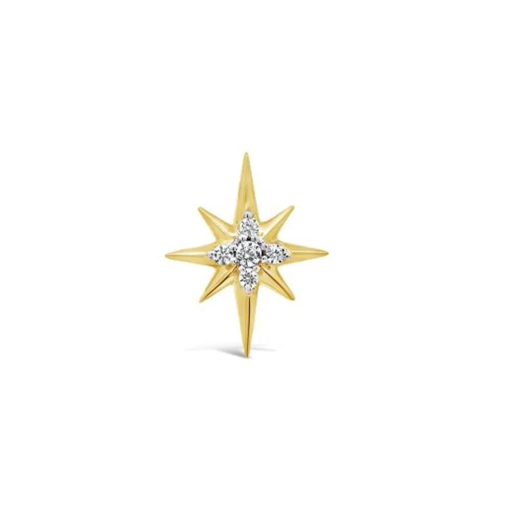 Charmables 10K Yellow Gold Diamond Northern Star Single Stud Earring