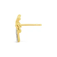 Charmables 10K Yellow Gold Diamond Single Palm Tree Stud Earring