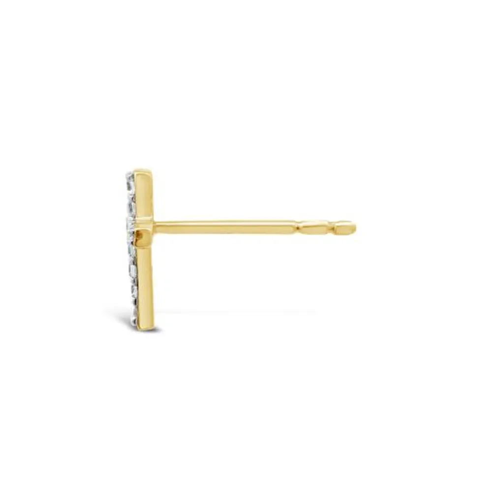 Charmables 10K Yellow Gold Diamond Single Cross Stud Earring