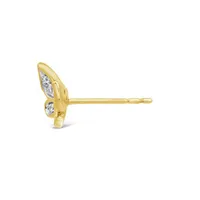 Charmables 10K Yellow Gold Diamond Single Butterfly Stud Earring