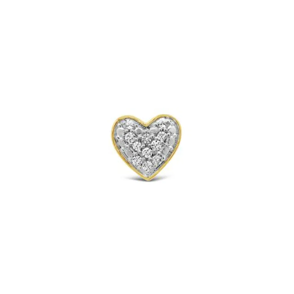 Charmables 10K Yellow Gold Heart Shaped Diamond Single Earring