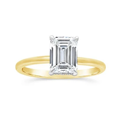 New Brilliance 14K Yellow Gold Lab Grown 2.08CTW Emerald Cut Diamond Ring