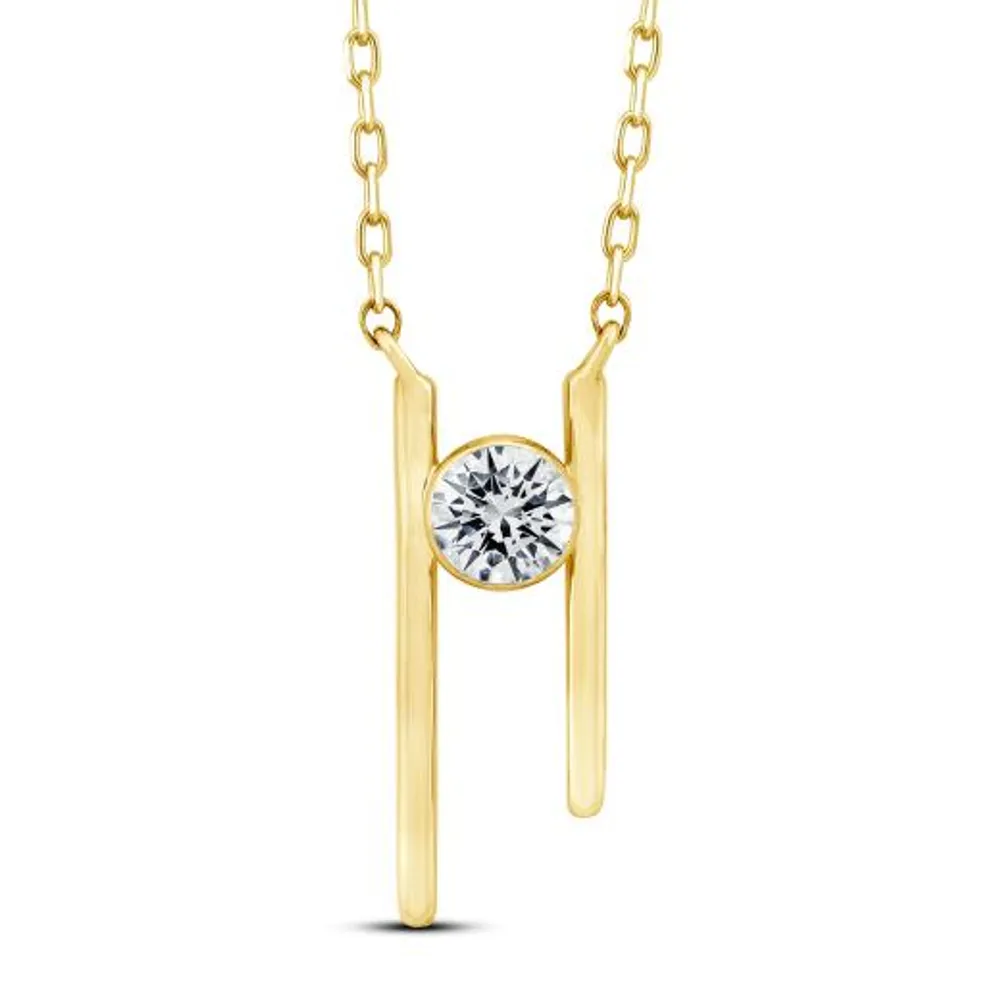 New Brilliance 10K Yellow Gold Lab Grown 0.30CT Diamond Solitaire Necklace