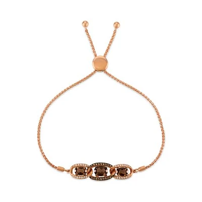 14K Strawberry Gold Chocolate Quartz & 0.31CTW Diamond Bracelet