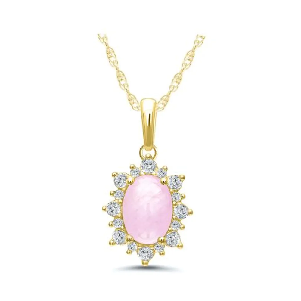 POLAR PINK 10K Yellow Gold Pink Sapphire and Diamond 16"-18" Pendant