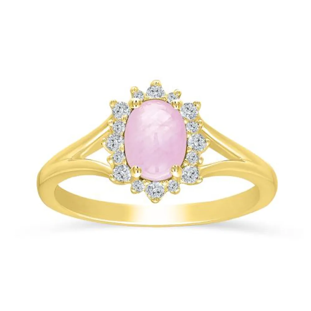 POLAR PINK 10K Yellow Gold Pink Sapphire and Diamond Ring