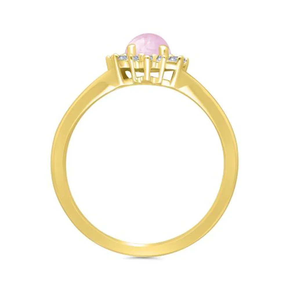 POLAR PINK 10K Yellow Gold Pink Sapphire and Diamond Ring