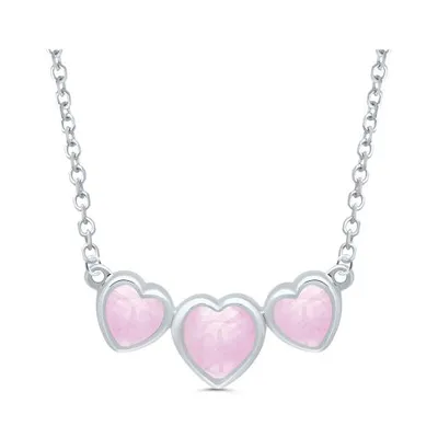 POLAR PINK 10K White Gold Pink Sapphire Heart 16"-18" Necklace