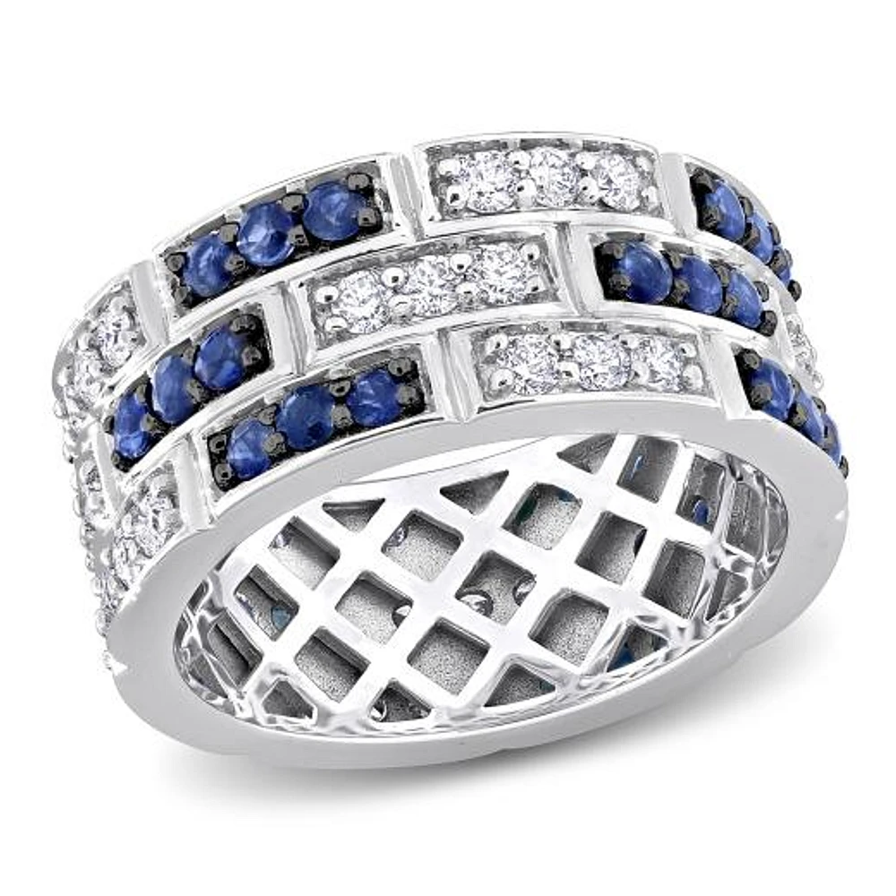 Julianna B 14K White Gold Blue Sapphire and Diamond Ring