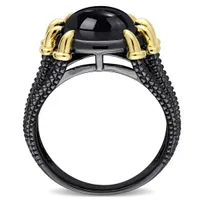 Julianna B Sterling Silver Yellow and Black Rhodium Black Agate Ring
