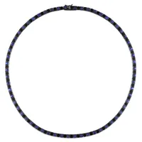 Julianna B Sterling Silver Created Blue and Black Sapphire 20" Tennis Necklace