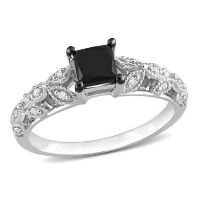 Julianna B 14K White Gold Black & White 1.00CTW Diamond Ring