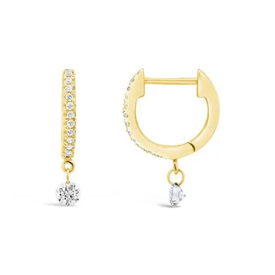 Brevani 10K Yellow Gold 0.23CTW Diamond Dangle Hoop Earrings