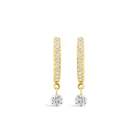 Brevani 10K Yellow Gold 0.23CTW Diamond Dangle Hoop Earrings