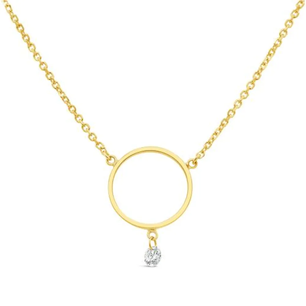 Brevani 10K Yellow Gold Solitaire Diamond Necklace