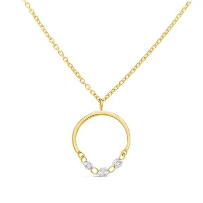 Brevani 10K Yellow Gold 0.17CTW Three Stone Diamond Necklace