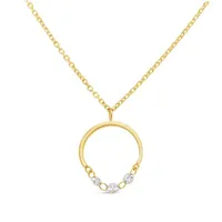 Brevani 10K Yellow Gold 0.17CTW Three Stone Diamond Necklace