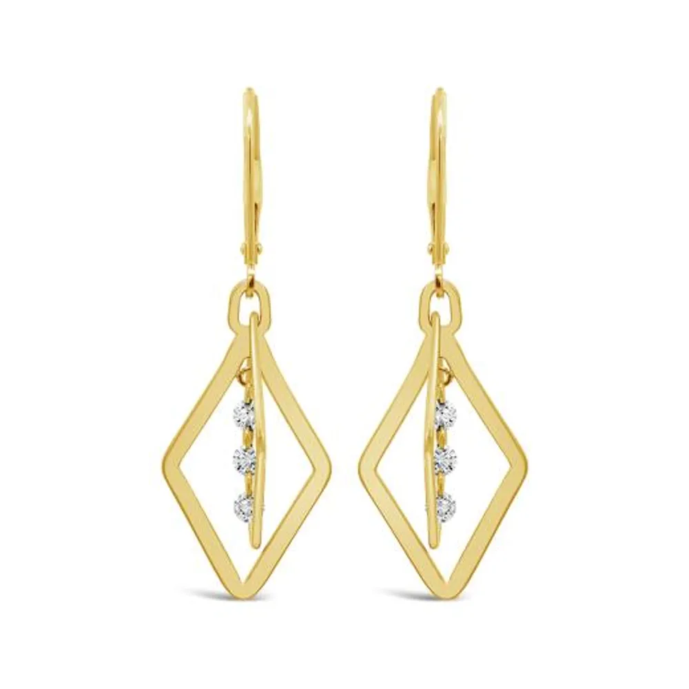 Brevani 10K Yellow Gold 0.29CTW Diamond Dangle Earrings