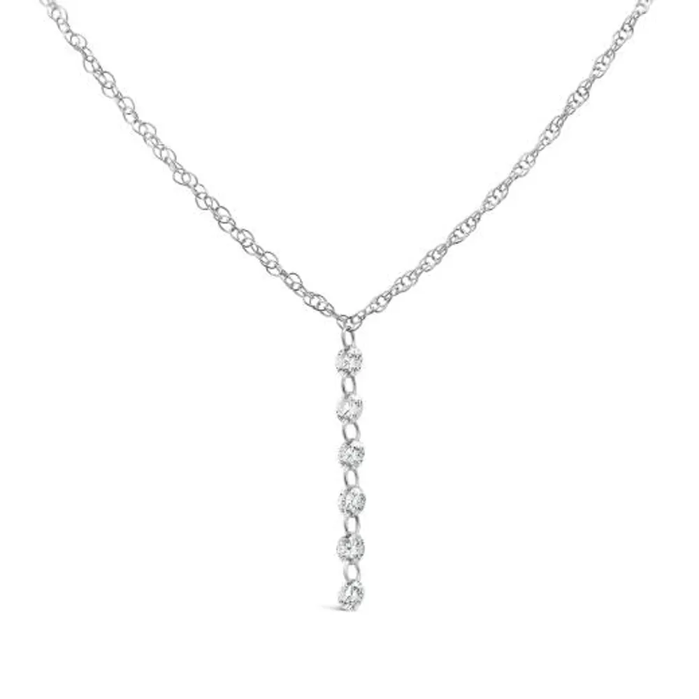 Brevani 10K White Gold 0.29CTW Diamond Drop Necklace