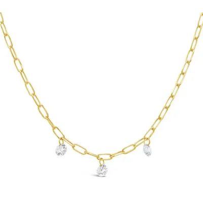 Brevani 10K Yellow Gold 0.24CTW Diamond Drop Paperclip Necklace