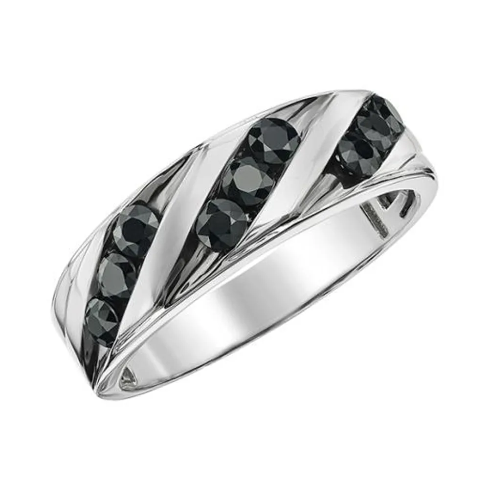 Sterling Silver Black Sapphire Men's Band