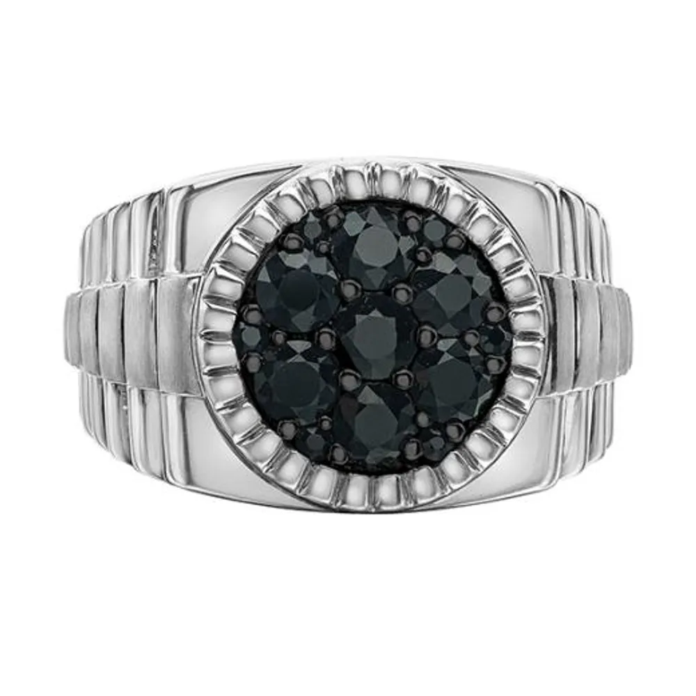 Sterling Silver Black Sapphire Men's Ring