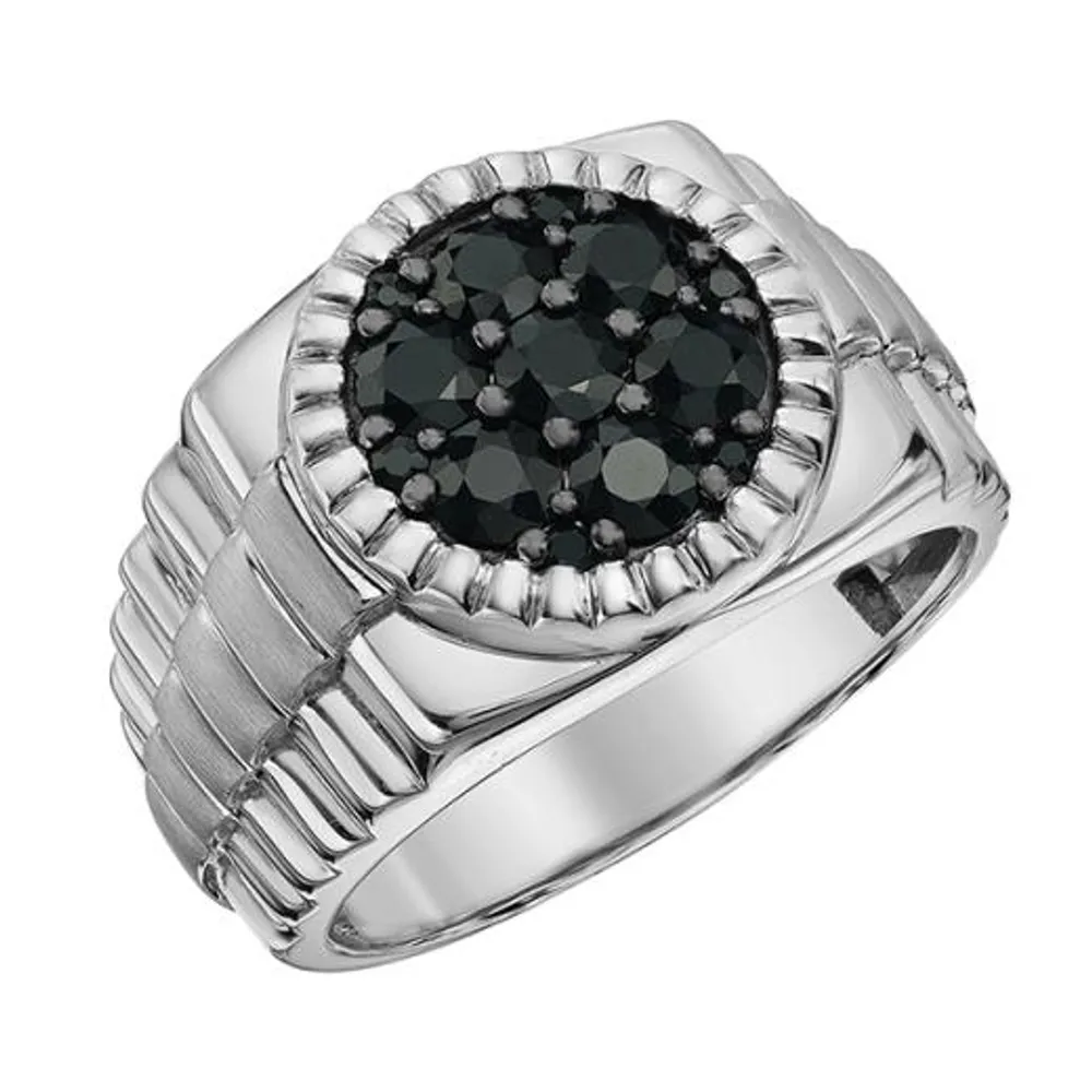 Sterling Silver Black Sapphire Men's Ring