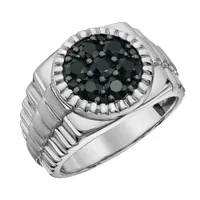 Sterling Silver Black Sapphire Men's Ring