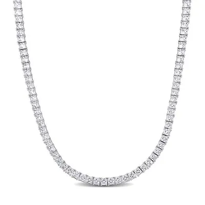 Julianna B Sterling Silver Created White Sapphire Men's Tennis 20" Necklace