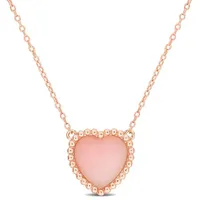 Julianna B Rose Plated Sterling Silver Heart Shape Pink Opal Necklace