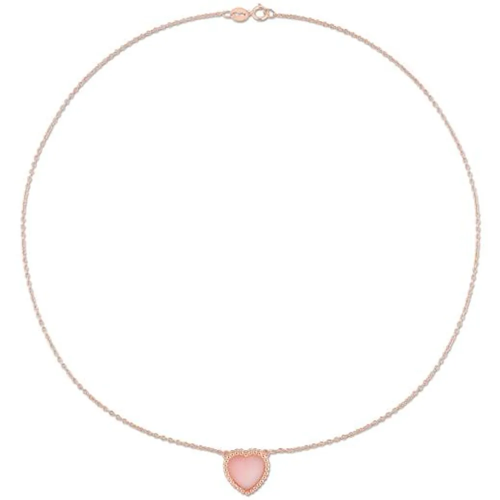 Julianna B Rose Plated Sterling Silver Heart Shape Pink Opal Necklace