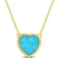 Julianna B Yellow Plated Sterling Silver Heart Shape Turquoise Necklace